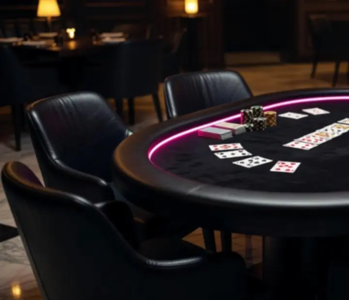 Elegant poker table at NAXSOL ENTERPRISES LTD set for a private offline casino-themed evening
